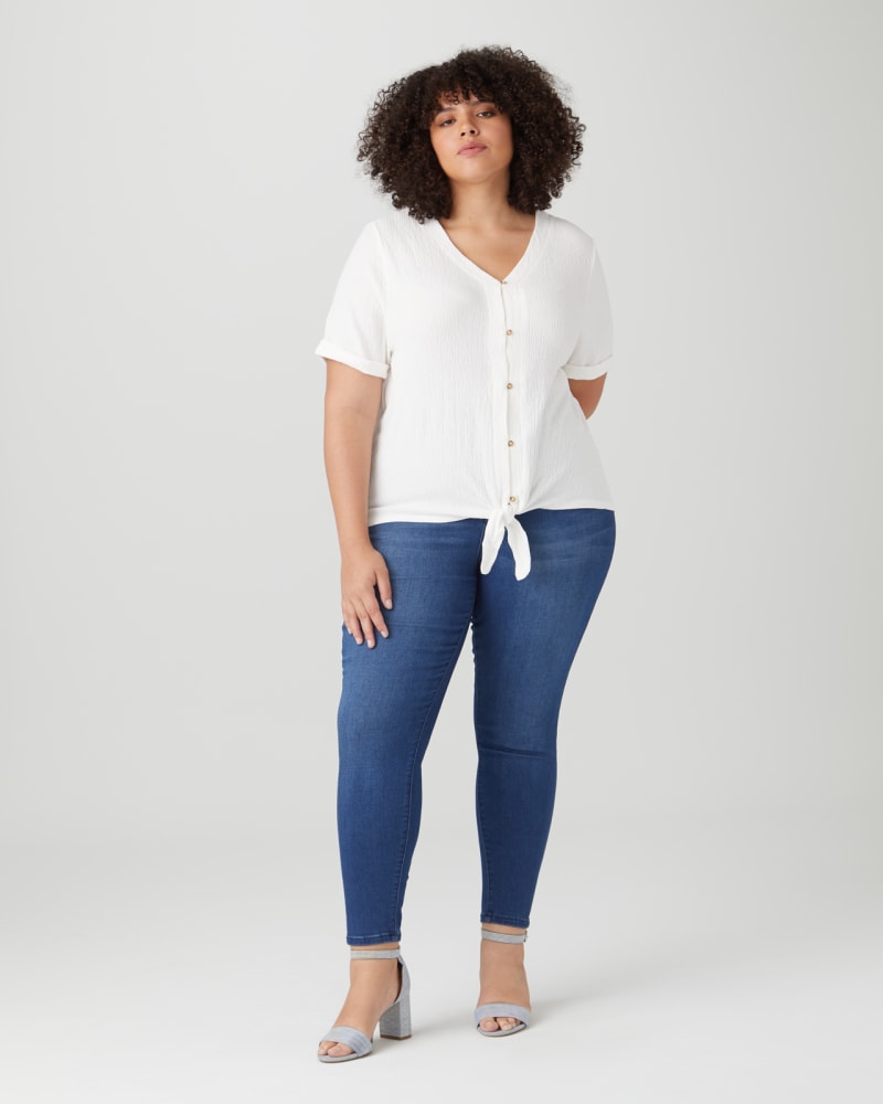 Plus size model wearing Jennifer Tie-Front Top by Meri Skye | Dia&Co | dia_product_style_image_id:136751